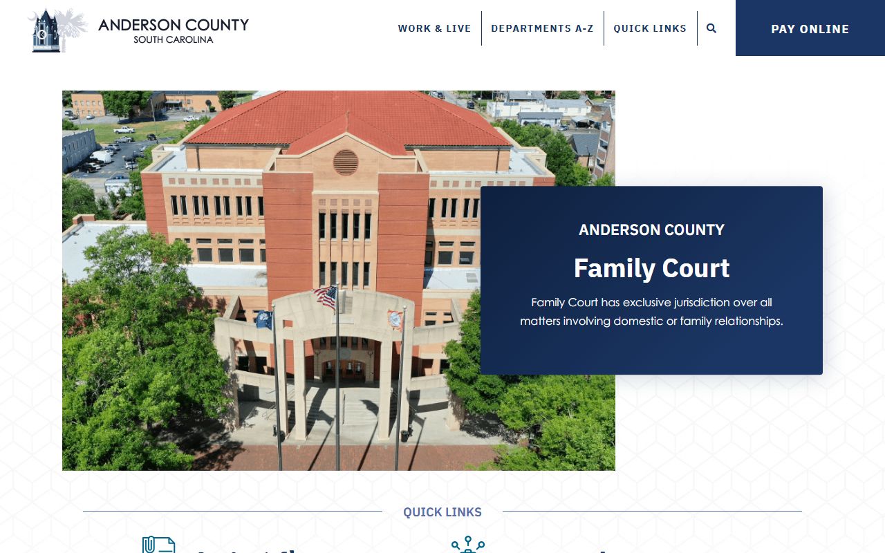 Anderson County Family Court department page for dissolution of marriage filings