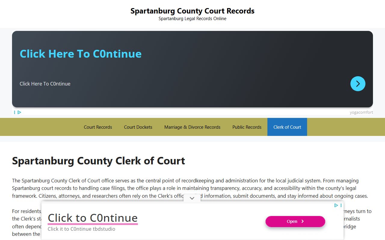 Spartanburg County Clerk of Court records and dissolution of marriage case lookup