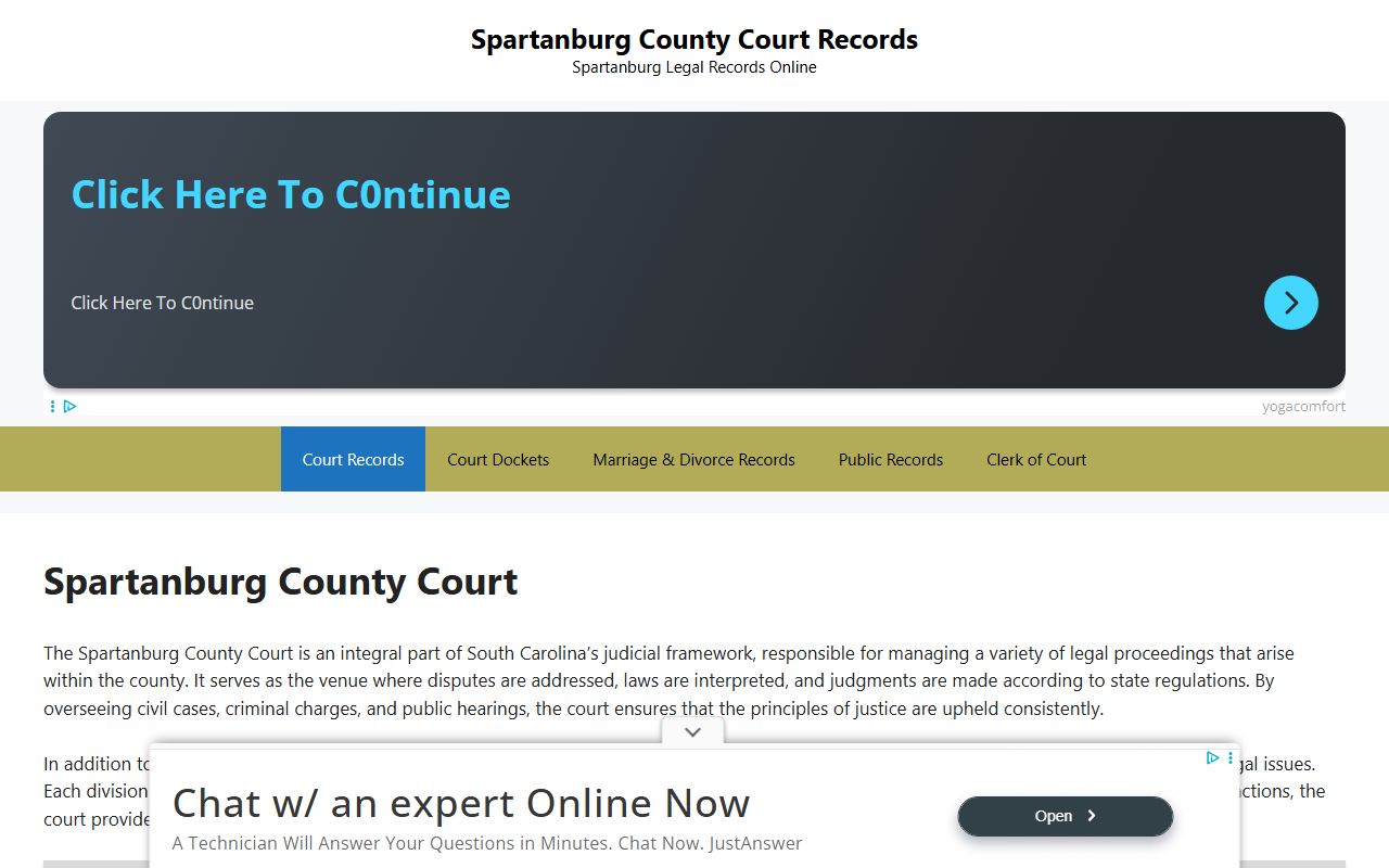 Spartanburg County court dissolution of marriage case records access and search