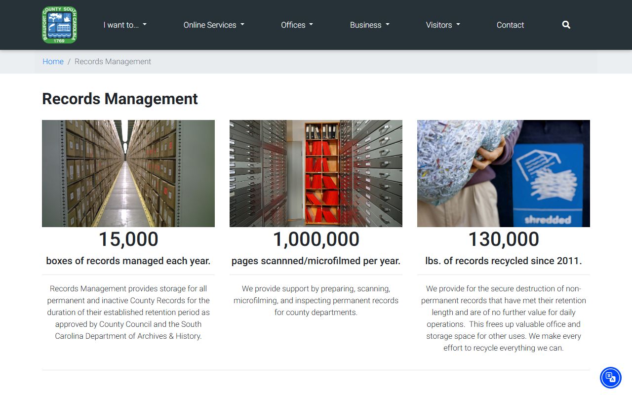 Beaufort County public records management for dissolution of marriage