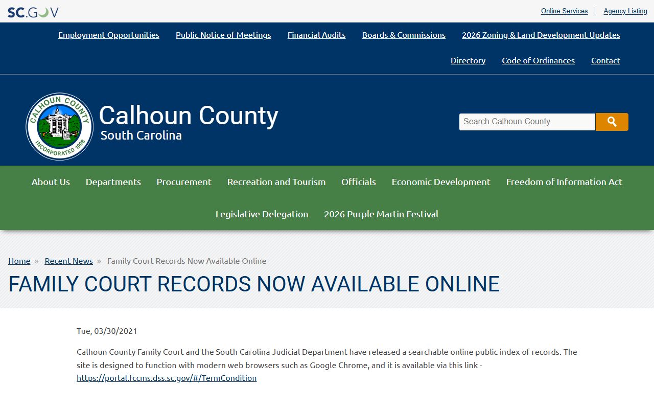 Calhoun County dissolution of marriage family court records online