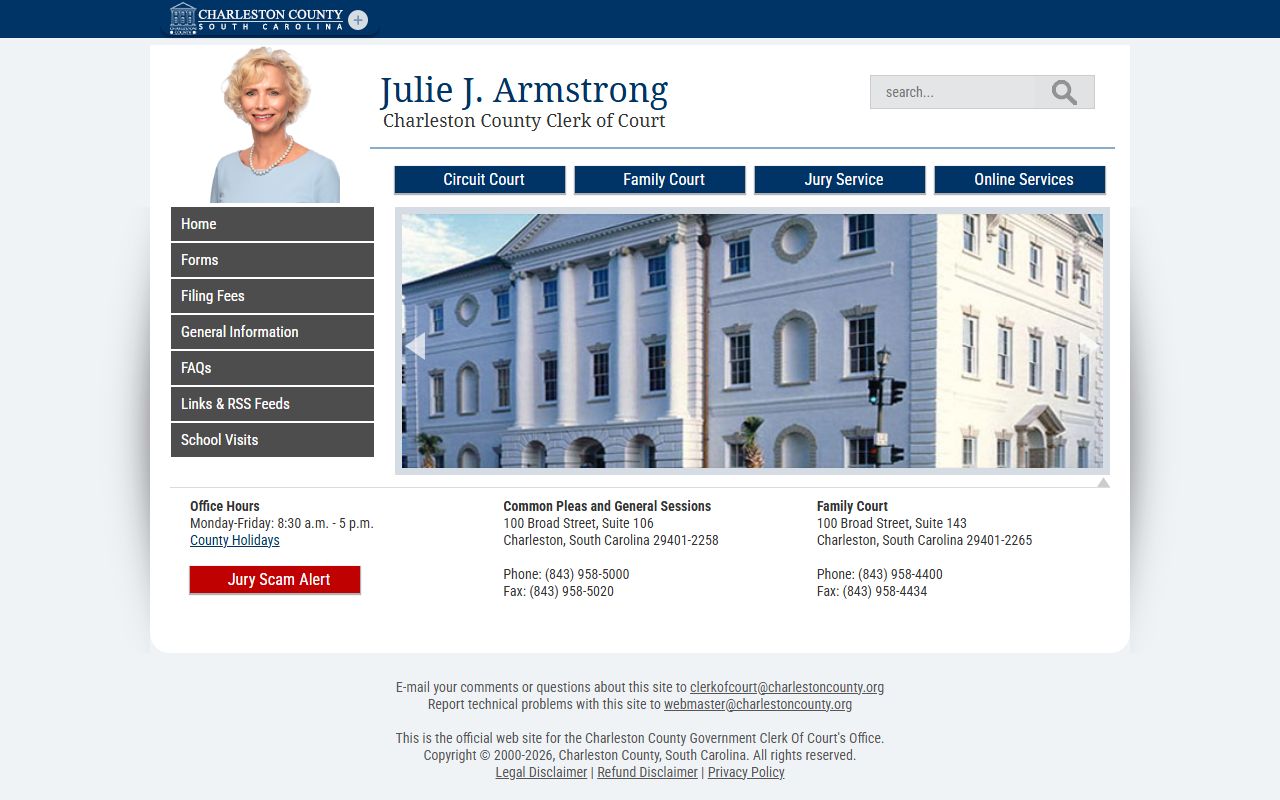 Charleston County Clerk of Court website for dissolution of marriage records