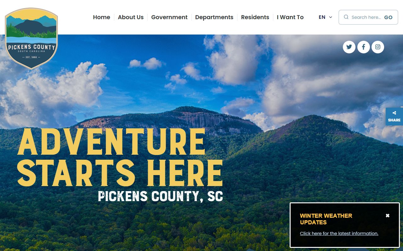 Pickens County government website for dissolution of marriage records