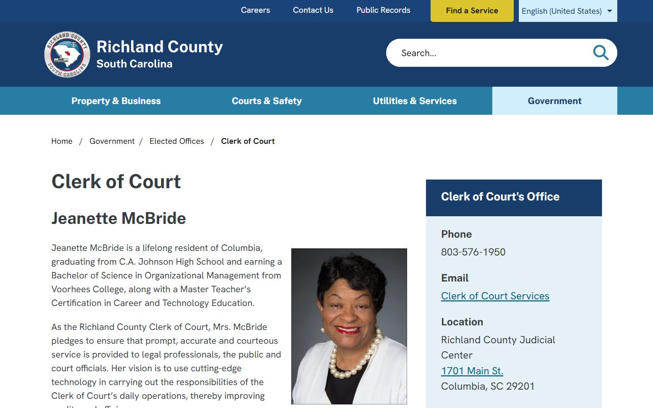 Richland County Clerk of Court office for dissolution of marriage records in Columbia SC