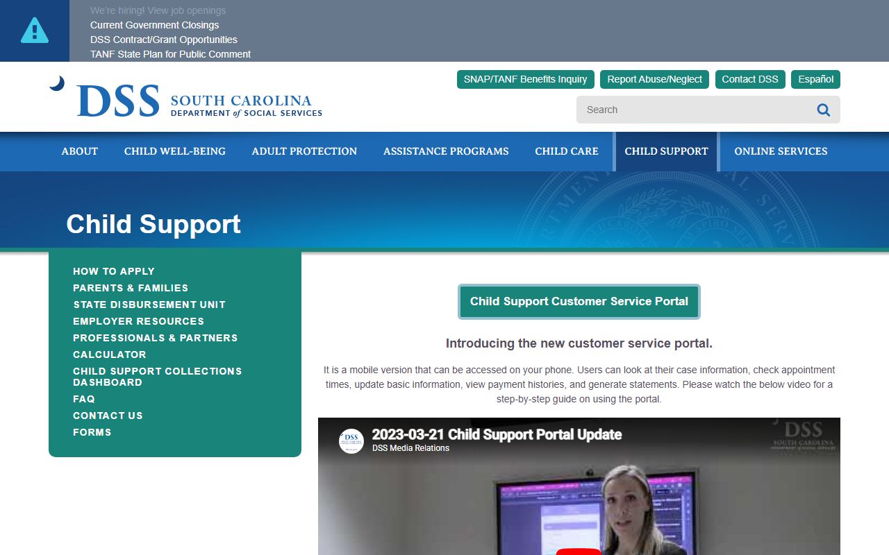 South Carolina DSS child support resources for Charleston residents