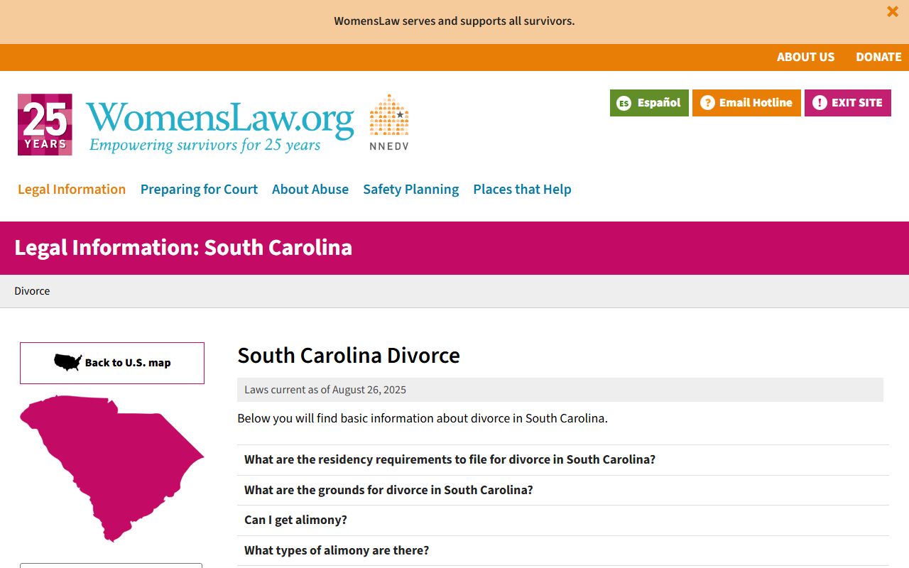 Women's Law South Carolina divorce guide for dissolution of marriage cases